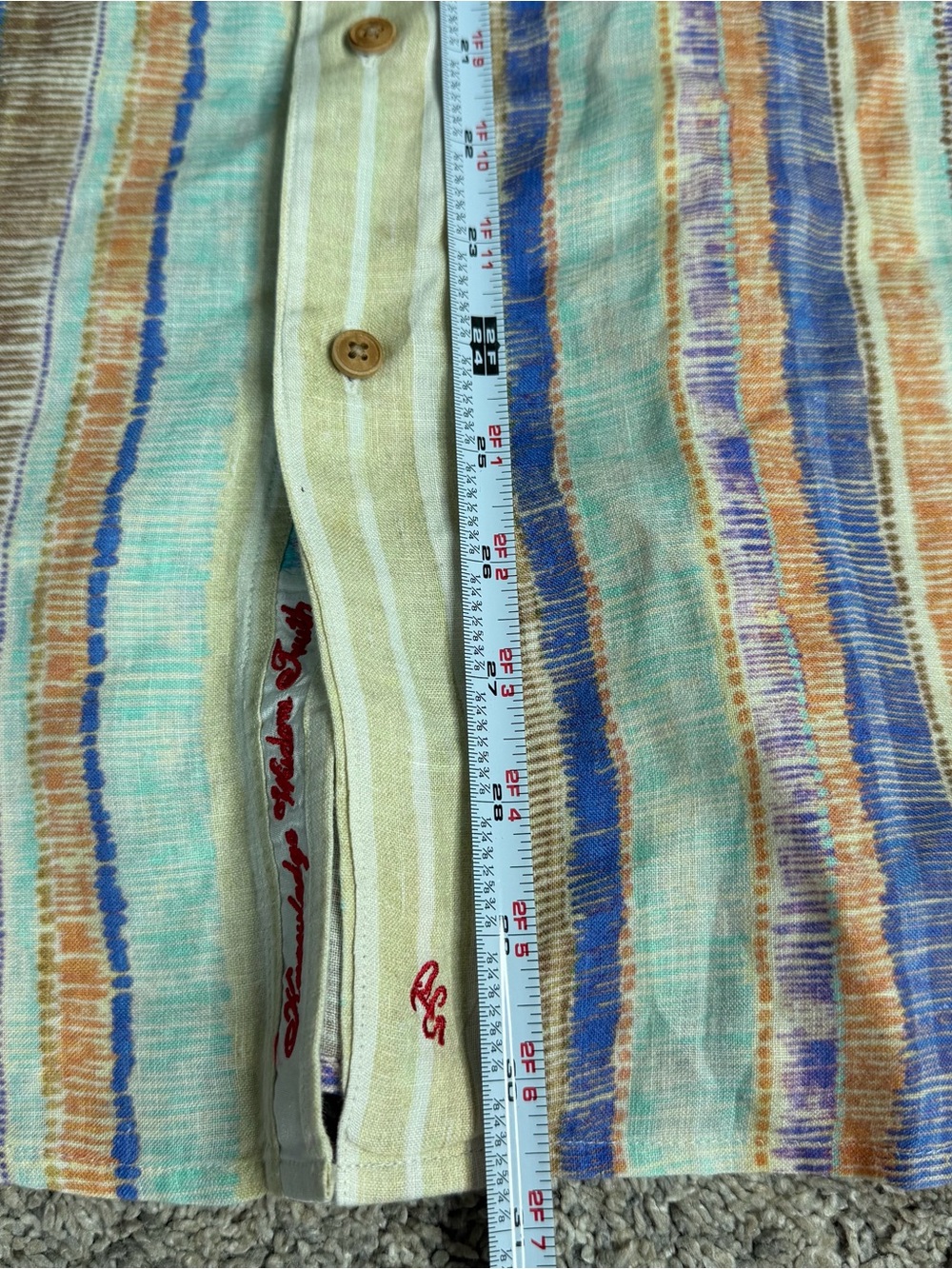 Robert Graham Linen Button-Up Shirt Large Multicolor Striped Short Sleeve miami - Picture 9 of 12